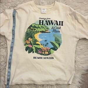 Zara Kids Cream Hawaii Beach Long Sleeve Tee